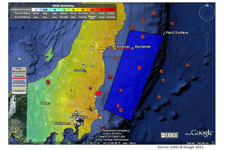 Usgs Shake地图日本地震