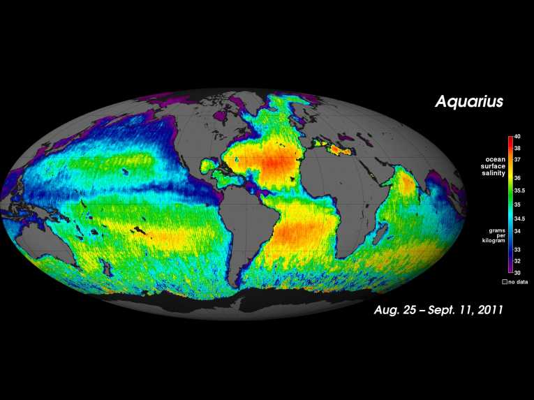 NASA水瓶座卫星地图海洋盐度