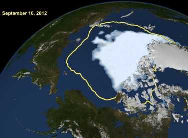 北极海冰处于历史最低水平