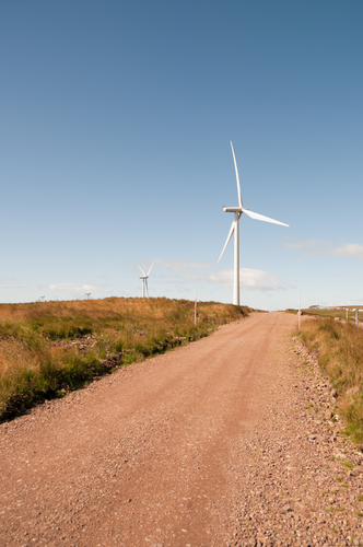 苏格兰风力发电场上的风力涡轮机